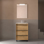Load image into Gallery viewer, Salgar sge603943a5b3fbaf9bb15 SALGAR IMAGES AND SHEETS/01 Product Images/Bathroom Furniture/113024 Attila Wall Hung Vanity Unit with 3 Drawers, Basin &amp; Mirror - Africa Oak/01.jpg
