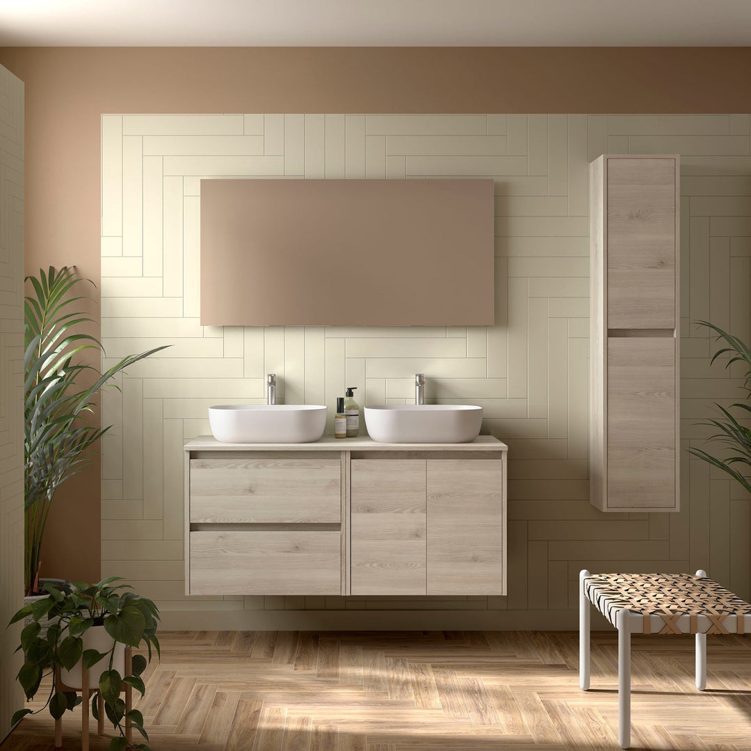 Salgar sge6ccd31a35001e7e0126 SALGAR IMAGES AND SHEETS/01 Product Images/Bathroom Furniture/113471 Noja Wall Hung Vanity Unit with 2 Drawers +2 Doors & Worktop - Natural/01.jpg
