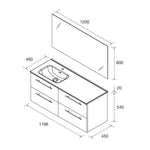Load image into Gallery viewer, Salgar sge735cff29840d5bb1bc6 SALGAR IMAGES AND SHEETS/01 Product Images/Bathroom Furniture/118741 Silane Wall Hung Vanity Unit with 4 Drawers, Offset Basin &amp; Mirror - Grey Satin/02.jpg
