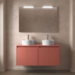 Load image into Gallery viewer, Salgar sge7bf3f39f62e2e674584 SALGAR IMAGES AND SHEETS/01 Product Images/Bathroom Furniture/105575 Noja Wall Hung Vanity Unit with 4 Doors &amp; Worktop - Red Satin/01.jpg
