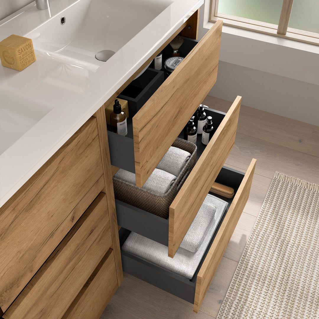Salgar sge8df16c2d9fadfd4c54f SALGAR IMAGES AND SHEETS/01 Product Images/Bathroom Furniture/106239 Noja Floor Standing Vanity Unit with 6 Drawers & Basin - Africa Oak/02.jpg