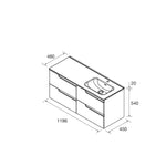 Load image into Gallery viewer, Salgar sgeb1a7946e84a6f9db7f6 SALGAR IMAGES AND SHEETS/01 Product Images/Bathroom Furniture/118670 Vima Wall Hung Vanity Unit with 4 Drawers &amp; Offset Basin - Montana Oak/02.jpg
