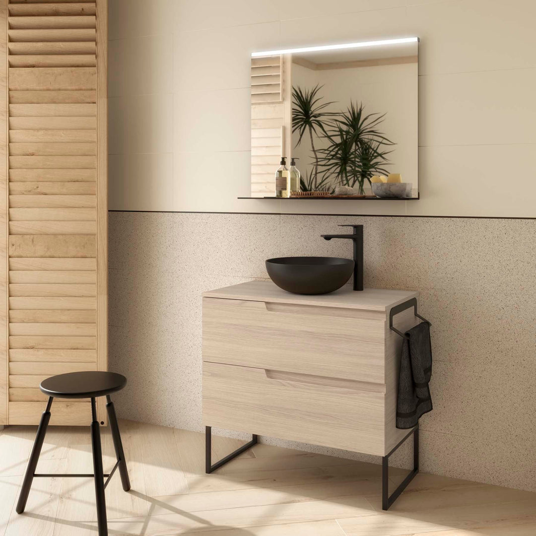Salgar sgeb2d8e89d4f6b465d007 SALGAR IMAGES AND SHEETS/01 Product Images/Bathroom Furniture/117965 Vima Wall Hung Vanity Unit with 2 Drawers & Worktop - Sienna Oak/01.jpg