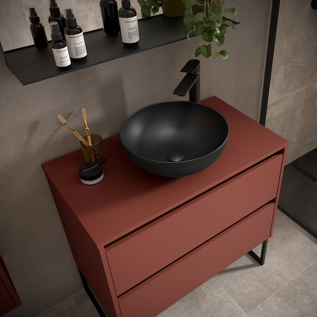 Salgar sgecdf457884e29c11cc87 SALGAR IMAGES AND SHEETS/01 Product Images/Bathroom Furniture/105503 Noja Wall Hung Vanity Unit with 2 Drawers & Worktop - Red Satin/03.jpg