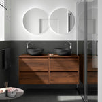 Load image into Gallery viewer, Salgar sgedf35e7aac73770521be SALGAR IMAGES AND SHEETS/01 Product Images/Bathroom Furniture/105533 Noja Wall Hung Vanity Unit with 4 Drawers &amp; Worktop - Walnut Maya/01.jpg
