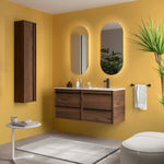 Load image into Gallery viewer, Salgar sgeec5c5da70eff8565a64 SALGAR IMAGES AND SHEETS/01 Product Images/Bathroom Furniture/118695 Attila Wall Hung Vanity Unit with 4 Drawers &amp; Offset Basin - Walnut Maya/01.jpg
