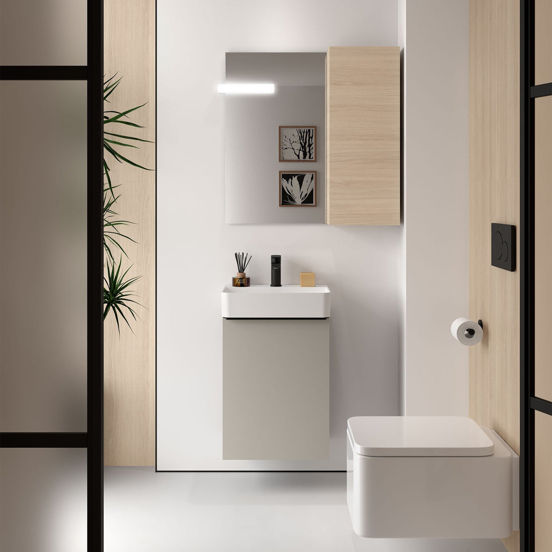 Salgar sgeee0cfcff72ce9b977e9 SALGAR IMAGES AND SHEETS/01 Product Images/Bathroom Furniture/119559 Aida Wall Hung Vanity Unit with 1 Door - Moon Grey/01.jpg