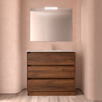 Load image into Gallery viewer, Salgar sgef7d758b0847ee5c90cb SALGAR IMAGES AND SHEETS/01 Product Images/Bathroom Furniture/106231 Noja Floor Standing Vanity Unit with 3 Drawers &amp; Basin - Walnut Maya/01.jpg
