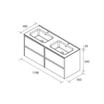 Load image into Gallery viewer, Salgar sgeff740d1b699fc0f8457 SALGAR IMAGES AND SHEETS/01 Product Images/Bathroom Furniture/106100 Noja Wall Hung Vanity Unit with 4 Drawers &amp; Basin - Blue Satin/02.jpg
