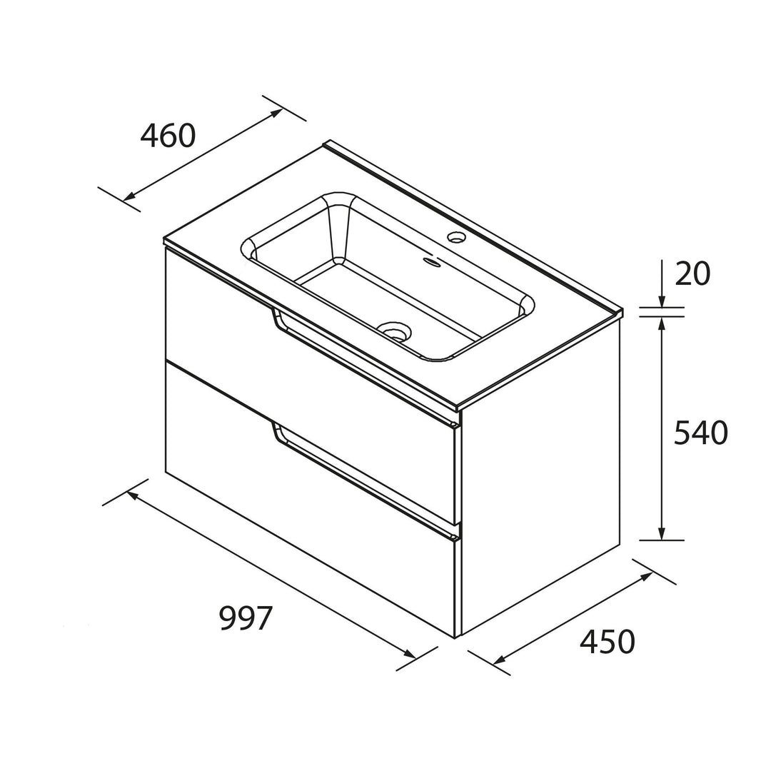 Salgar sgf09ecdca7d6f7d33bde4 SALGAR IMAGES AND SHEETS/01 Product Images/Bathroom Furniture/111764 Vima Wall Hung Vanity Unit with 2 Drawers & Basin - White Satin/02.jpg