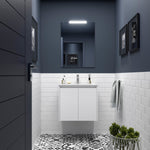 Load image into Gallery viewer, Salgar sgf232e62c221ace6f0e64 SALGAR IMAGES AND SHEETS/01 Product Images/Bathroom Furniture/113085 Noja Wall Hung Vanity Unit with 2 Doors, Basin &amp; Mirror - White Satin/01.jpg
