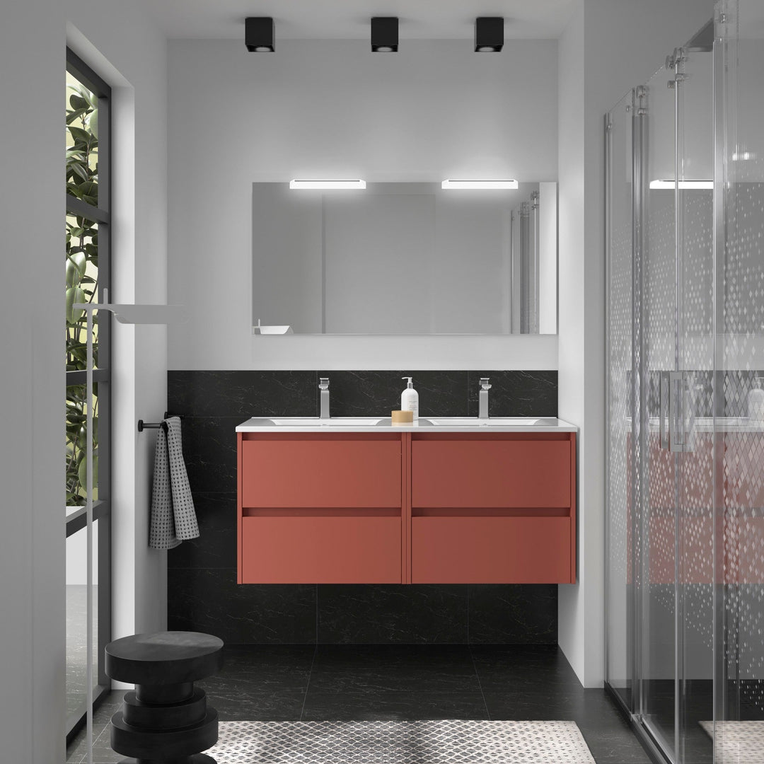 Salgar sgf24e8e11032b4557039a SALGAR IMAGES AND SHEETS/01 Product Images/Bathroom Furniture/106102 Noja Wall Hung Vanity Unit with 4 Drawers & Basin - Red Satin/01.jpg