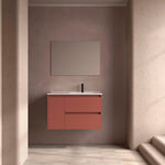 Load image into Gallery viewer, Salgar sgf26c9b14767040142a11 SALGAR IMAGES AND SHEETS/01 Product Images/Bathroom Furniture/118184 Noja Wall Hung Vanity Unit with 2 Drawers + 1 Door &amp; Basin - Red Satin/01.jpg
