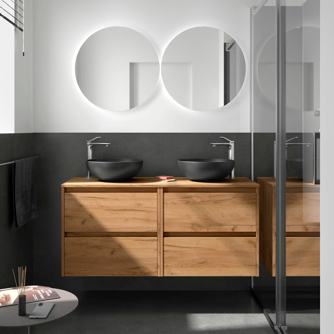 Salgar sgf2b07f236d9127ac0efe SALGAR IMAGES AND SHEETS/01 Product Images/Bathroom Furniture/105532 Noja Wall Hung Vanity Unit with 4 Drawers & Worktop - Africa Oak/01.jpg