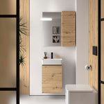 Load image into Gallery viewer, Salgar sgf4b29750c42c8cf80912 SALGAR IMAGES AND SHEETS/01 Product Images/Bathroom Furniture/119560 Aida Wall Hung Vanity Unit with 1 Door - Montana Oak/01.jpg
