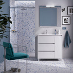 Load image into Gallery viewer, Salgar sgf4b2a432d4e49fd4d77d SALGAR IMAGES AND SHEETS/01 Product Images/Bathroom Furniture/118291 Noja Floor Standing Vanity Unit with 3 Drawers + 1 Door, Basin &amp; Mirror - White Glo/01.jpg
