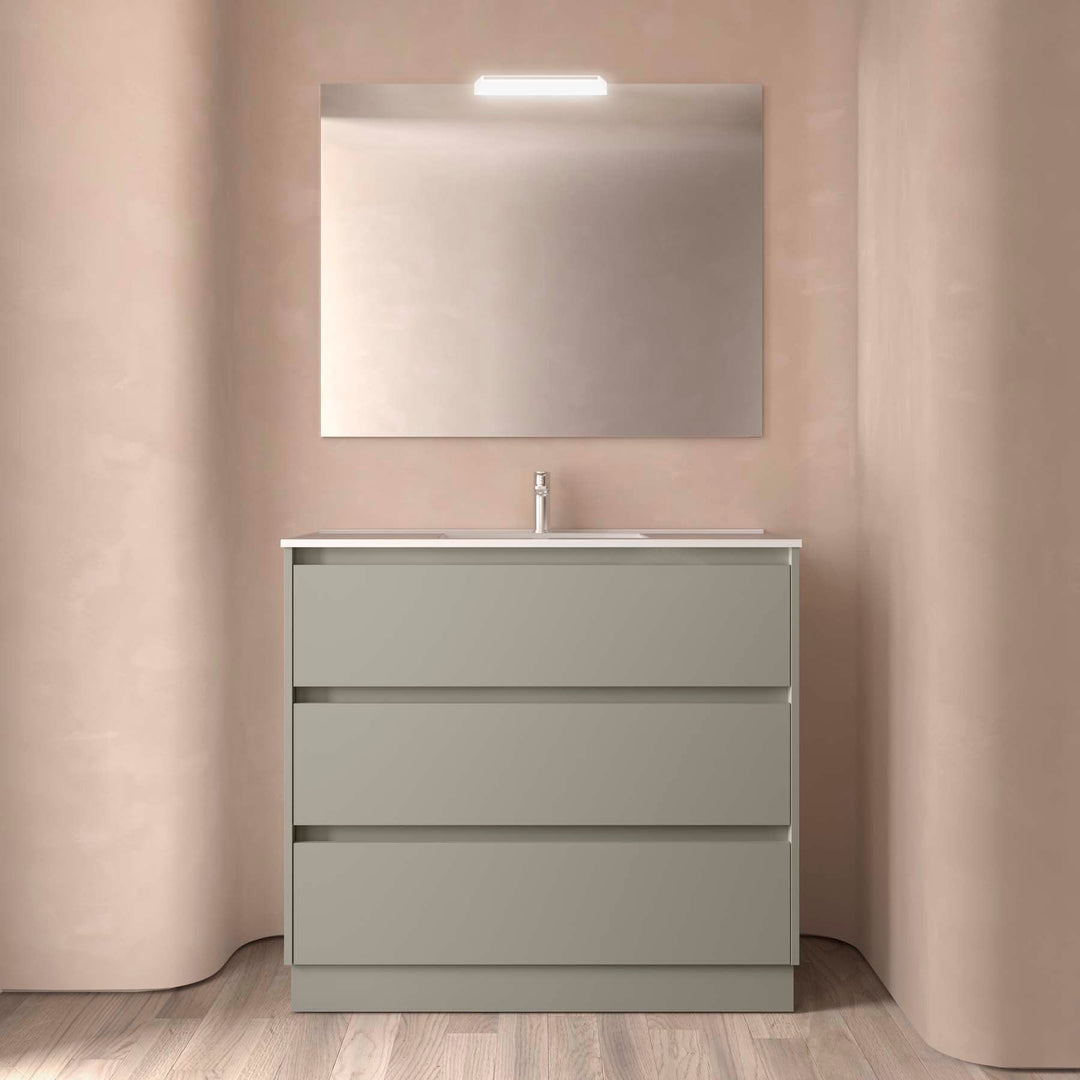 Salgar sgf4f68c47075ff847c8a2 SALGAR IMAGES AND SHEETS/01 Product Images/Bathroom Furniture/118455 Noja Wall Hung Vanity Unit with 3 Drawers, Basin & Mirror - Grey Satin/01.jpg