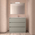 Load image into Gallery viewer, Salgar sgf4f68c47075ff847c8a2 SALGAR IMAGES AND SHEETS/01 Product Images/Bathroom Furniture/118455 Noja Wall Hung Vanity Unit with 3 Drawers, Basin &amp; Mirror - Grey Satin/01.jpg
