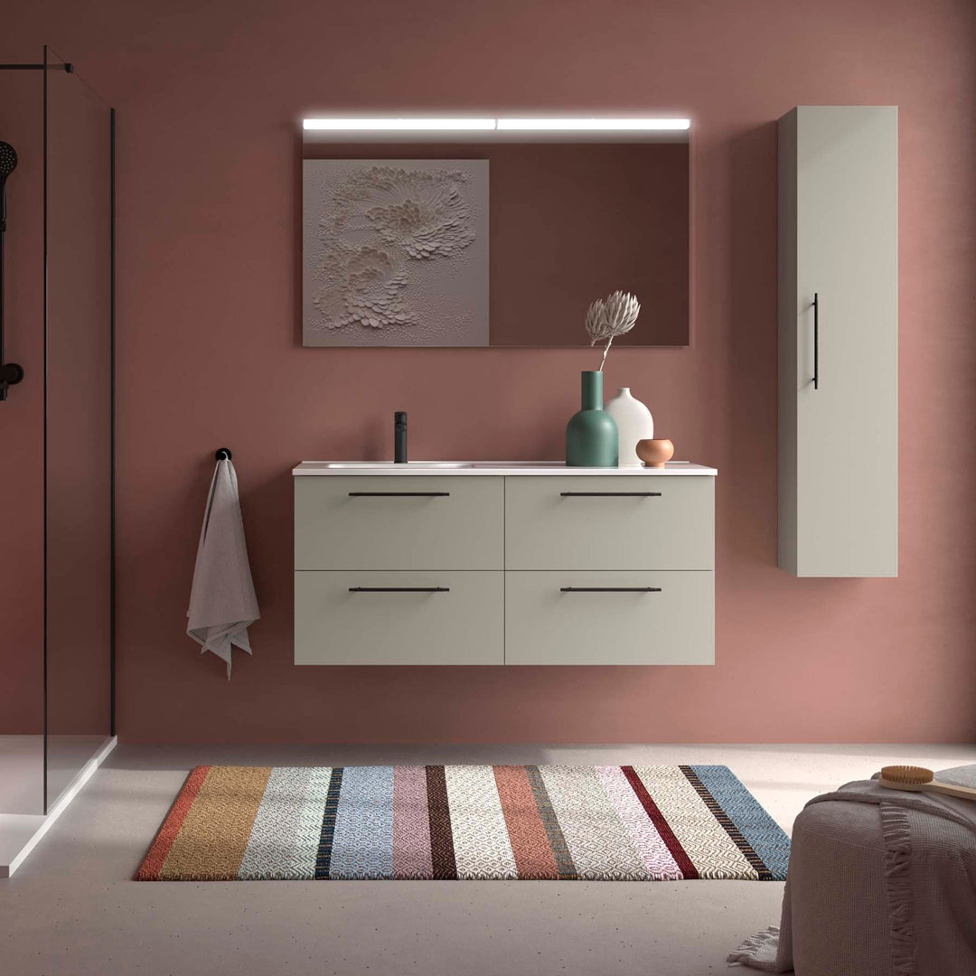 Salgar sgf53a96c268cd877efe1d SALGAR IMAGES AND SHEETS/01 Product Images/Bathroom Furniture/118731 Silane Wall Hung Vanity Unit with 4 Drawers & Offset Basin - Grey Satin/01.jpg