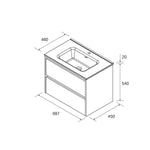 Load image into Gallery viewer, Salgar sgf8011c5f64ac288a8ec3 SALGAR IMAGES AND SHEETS/01 Product Images/Bathroom Furniture/106068 Noja Wall Hung Vanity Unit with 2 Drawers &amp; Basin - Africa Oak/02.jpg
