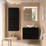 Load image into Gallery viewer, Salgar sgf826a292bf9b22ab0fbf SALGAR IMAGES AND SHEETS/01 Product Images/Bathroom Furniture/105509 Noja Wall Hung Vanity Unit with 2 Drawers &amp; Worktop - Black Satin/01.jpg
