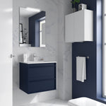 Load image into Gallery viewer, Salgar sgf8e56a692aedb4a83e49 SALGAR IMAGES AND SHEETS/01 Product Images/Bathroom Furniture/112928 Attila Wall Hung Vanity Unit with 2 Drawers, Basin &amp; Mirror - Blue Satin/01.jpg
