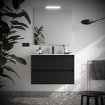 Load image into Gallery viewer, Salgar sgf9f74f1aab3155eca10e SALGAR IMAGES AND SHEETS/01 Product Images/Bathroom Furniture/106072 Noja Wall Hung Vanity Unit with 2 Drawers &amp; Basin - Black Satin/01.jpg

