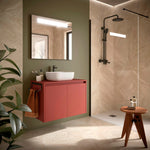 Load image into Gallery viewer, Salgar sgfa60cf87d48c4c8107c6 SALGAR IMAGES AND SHEETS/01 Product Images/Bathroom Furniture/105557 Noja Wall Hung Vanity Unit with 2 Doors &amp; Worktop - Red Satin/01.jpg
