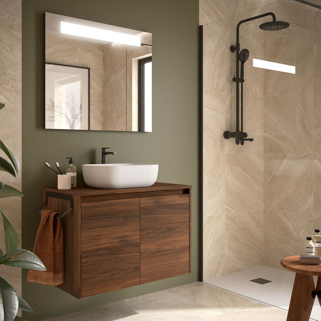 Salgar sgfa8e6ff3c896eaac8734 SALGAR IMAGES AND SHEETS/01 Product Images/Bathroom Furniture/105560 Noja Wall Hung Vanity Unit with 2 Doors & Worktop - Walnut Maya/01.jpg