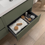 Load image into Gallery viewer, Salgar sgfc4f3e5494b2846a97ff SALGAR IMAGES AND SHEETS/01 Product Images/Bathroom Furniture/105502 Noja Wall Hung Vanity Unit with 2 Drawers &amp; Worktop - Green Satin/02.jpg
