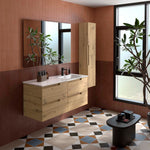 Load image into Gallery viewer, Salgar sgfca74f4809a5fb39857b SALGAR IMAGES AND SHEETS/01 Product Images/Bathroom Furniture/118670 Vima Wall Hung Vanity Unit with 4 Drawers &amp; Offset Basin - Montana Oak/01.jpg
