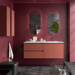 Load image into Gallery viewer, Salgar sgfe32757b0baeb0db55ef SALGAR IMAGES AND SHEETS/01 Product Images/Bathroom Furniture/118833 Noja Wall Hung Vanity Unit with 2 Drawers + 2 Doors &amp; Offset Basin - Red Satin/01.jpg
