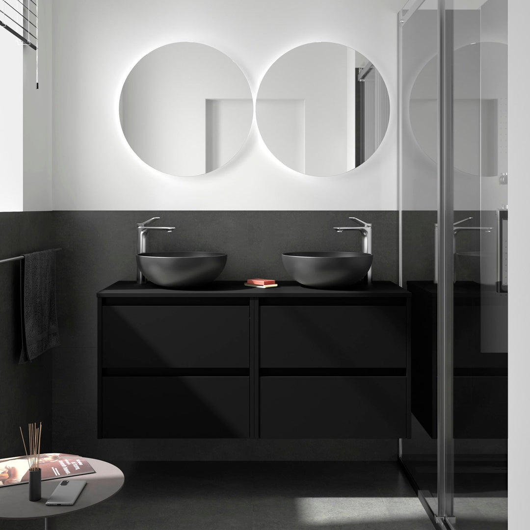 Salgar sgff0c12d662cfb1f97bba SALGAR IMAGES AND SHEETS/01 Product Images/Bathroom Furniture/105527 Noja Wall Hung Vanity Unit with 4 Drawers & Worktop - Black Satin/01.jpg